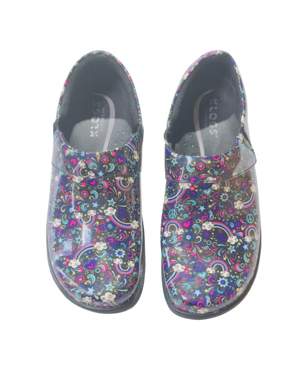 KLOGS Mission Womens Slip-On Shoes Size 8M Multicolor Peace/Love Print Non-Slip - Picture 3 of 11